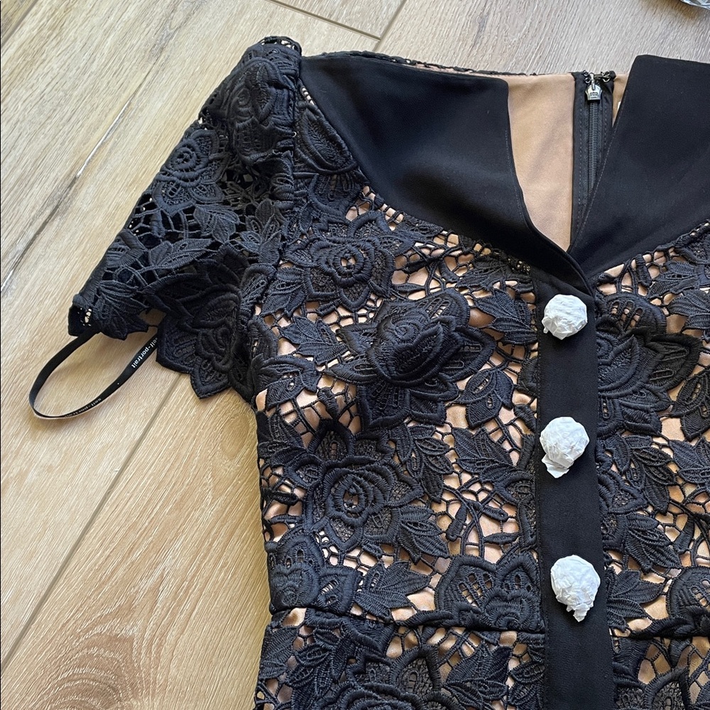 Self-Portrait Black Floral Lace Mini Dress with Statement Buttons. NWT! - Picture 8 of 16